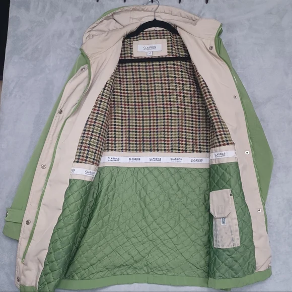 Liz Claiborne Green Utility Jacket with Tan Trim - Picture 3 of 13